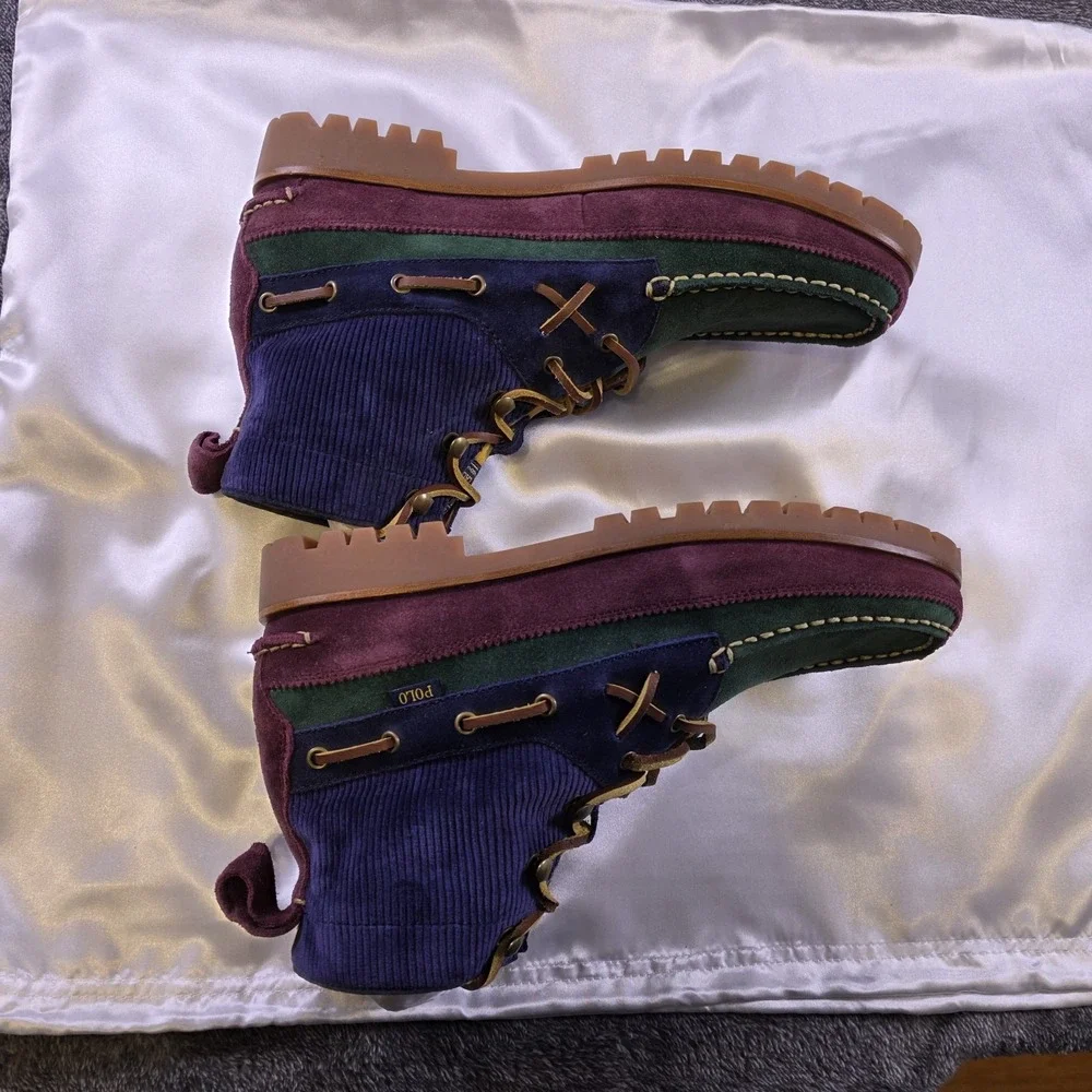 Ralph Lauren Polo Country Ranger Mid Suede Corduroy Boots Colorblocked Size 9.5